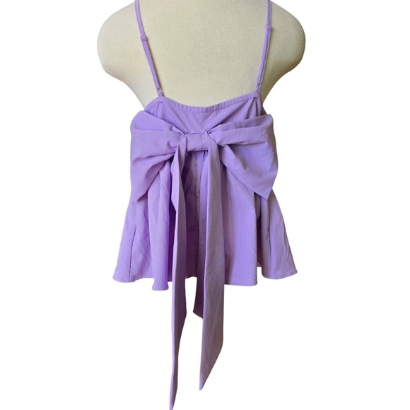 Shein Mod Lavender womans Size 8 medium Bow Tie‎ Blouse Women  100% Polyester - Picture 4 of 10